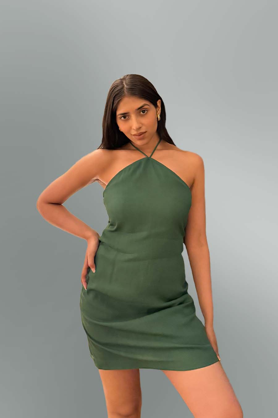 Olive Dawn Halter Mini Dress
